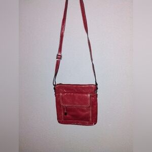 Elegant Red Leather Shoulder Bag